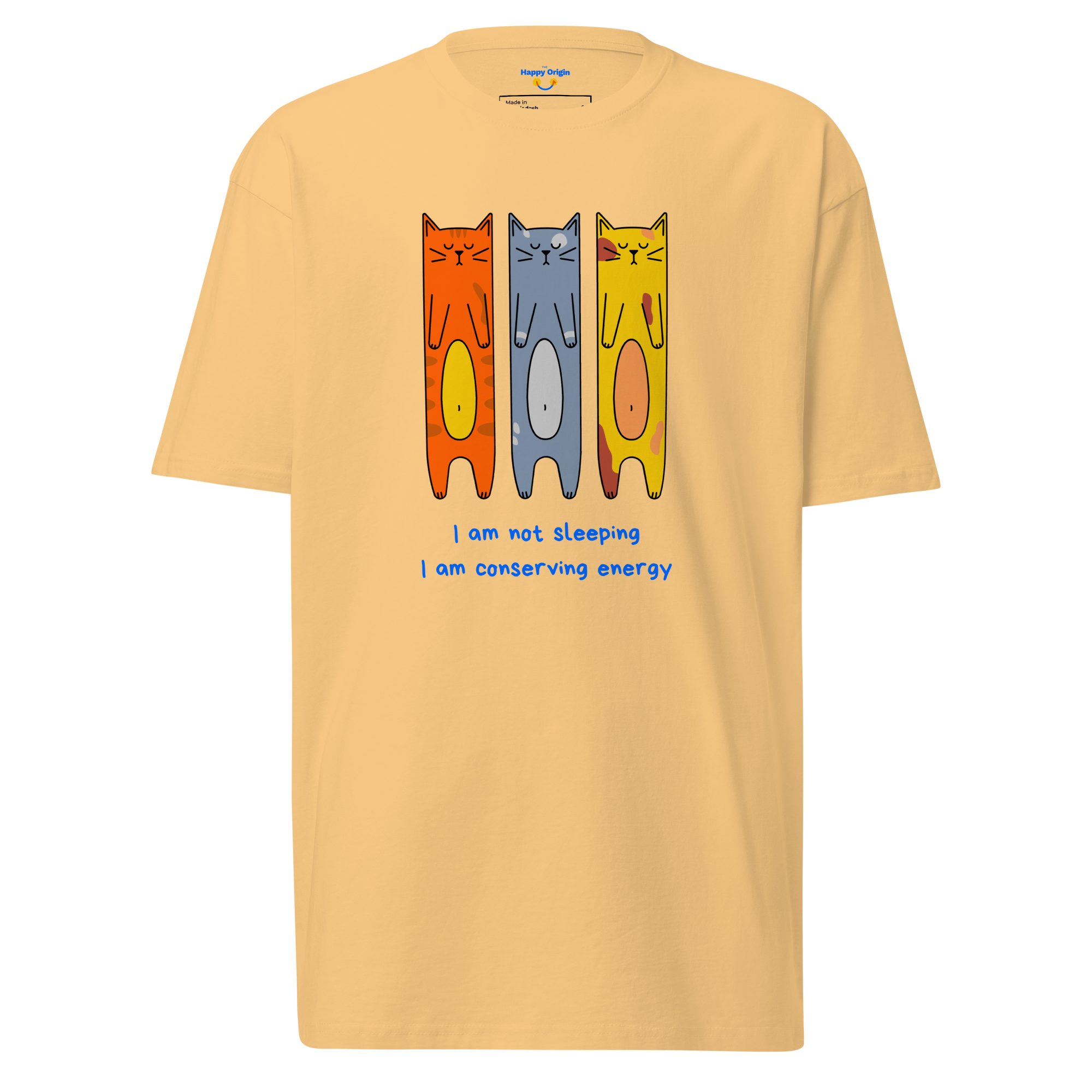 Three lazy cat orange tee